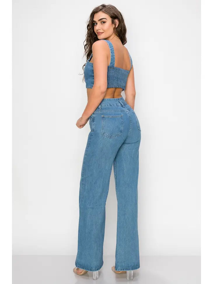 "In Vested" Wide Leg Jean Set