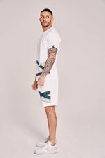 "Tapered" Tape Print Shorts