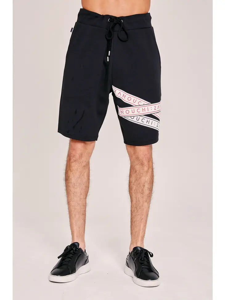 "Tapered" Tape Print Shorts