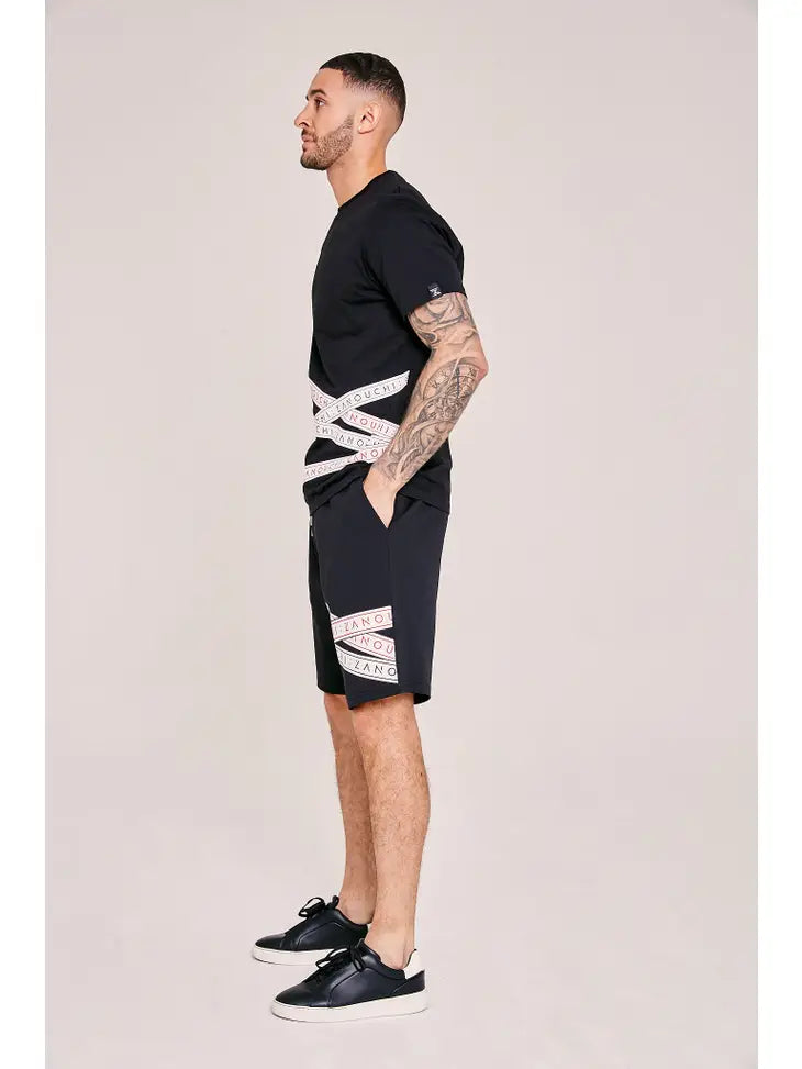 "Tapered" Tape Print Shorts