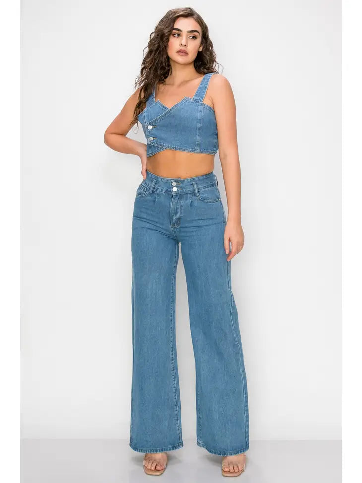 "In Vested" Wide Leg Jean Set