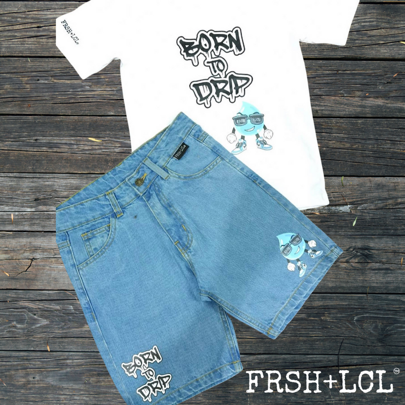 Boys "Born To Drip" Denim Short Set