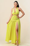 "Lemon Drop" Cutout High Slit Maxi