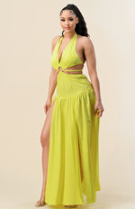 "Lemon Drop" Cutout High Slit Maxi