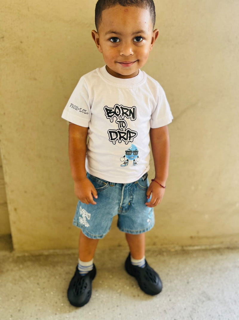 Boys "Born To Drip" Denim Short Set