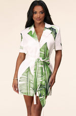 "Take It Or Leaf It" Belted Shirt Dress