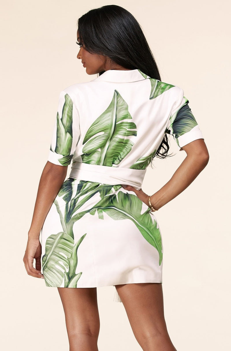 "Take It Or Leaf It" Belted Shirt Dress