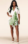 "Take It Or Leaf It" Belted Shirt Dress